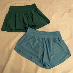 Offline by Aerie Green and DSG Blue Women's Athletic Shorts w/Liners, Size Large